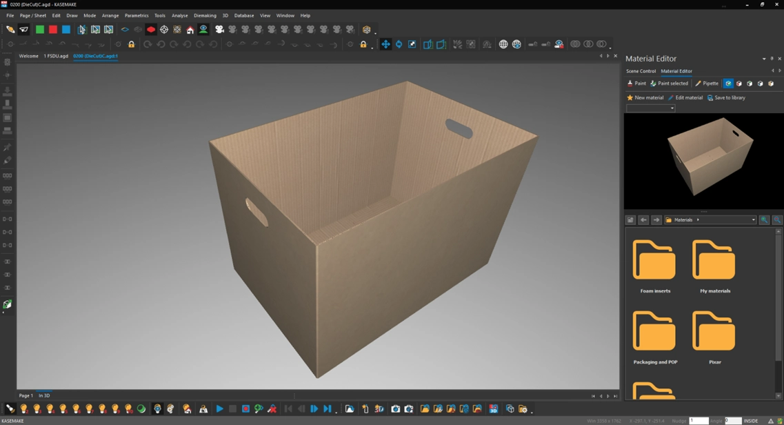 Simple cardboard box design brought into the KASEMAKE 3D module