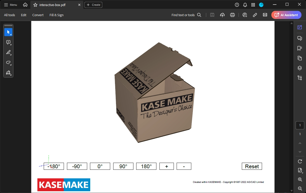 Caja PDF interactiva en 3D creada en KASEMAKE